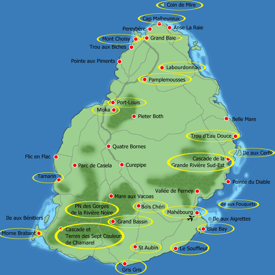 Carte de l'ile Maurice