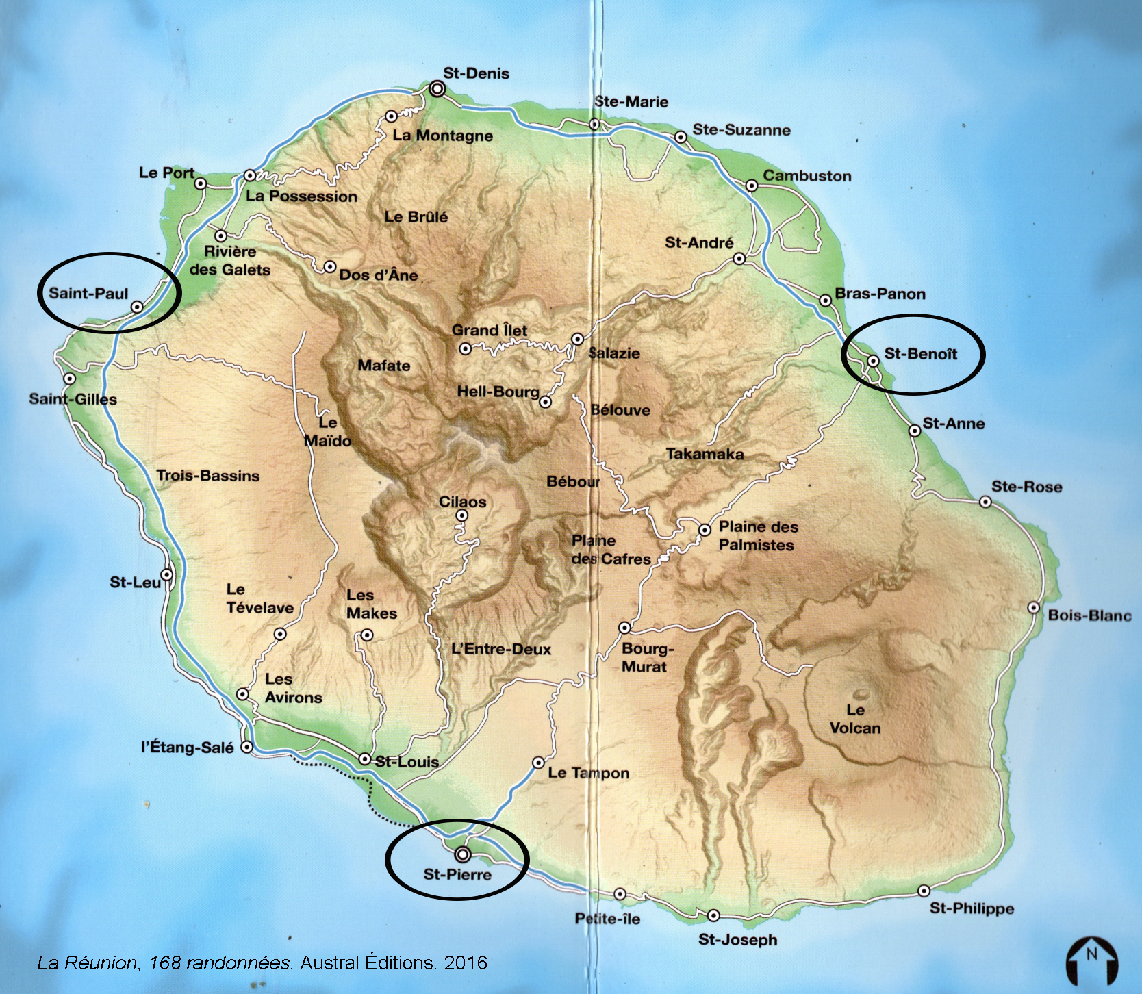 Carte de l'ile de la Réunion